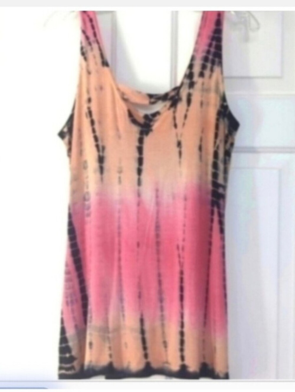 Pink & Peach Tunic Tank Top Medium Swimsuit Cover-up Festival - Picture 2 of 10